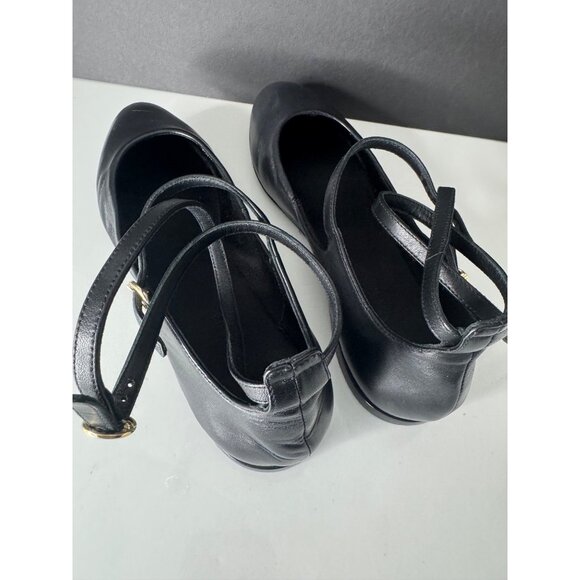 MaxMara Max Mara Norma Black Leather Ballet Flats EU 36.5 US 6.5 New - Picture 7 of 9